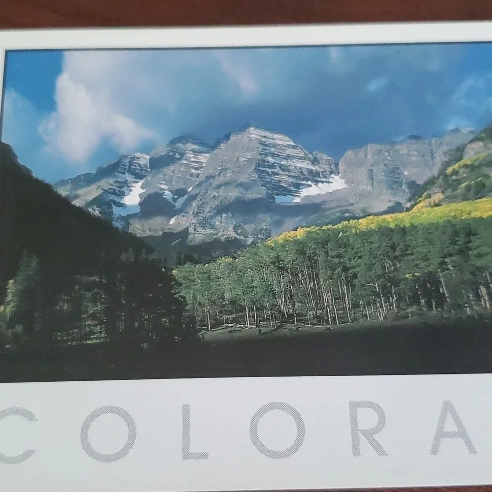 Postcard Maroon Bells, Rocky Mountains, Colorado